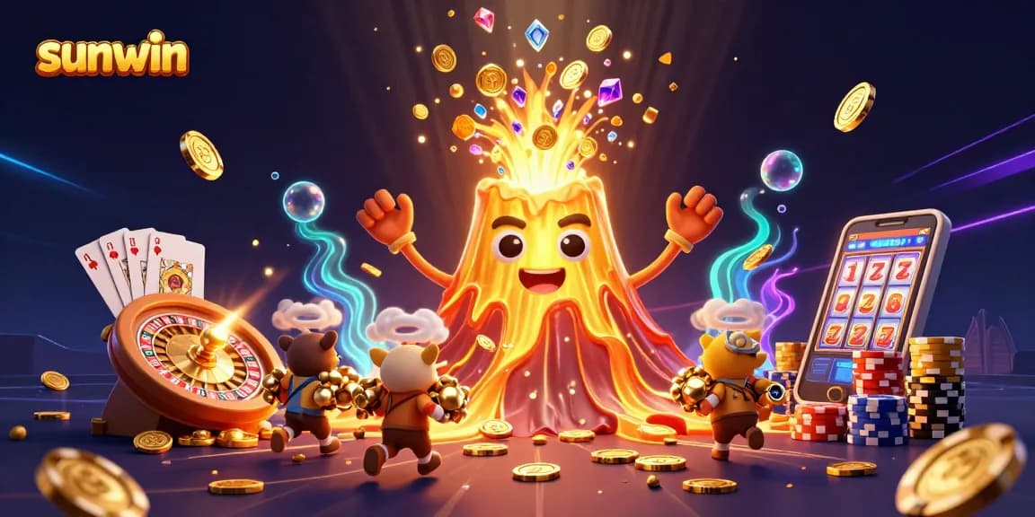 Spin slots and win with sunwin's casino treasures amidst vibrant 3D visuals.