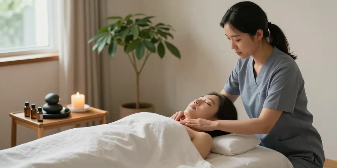 강남출장안마 service with a skilled therapist providing a relaxing massage in a peaceful home environment.