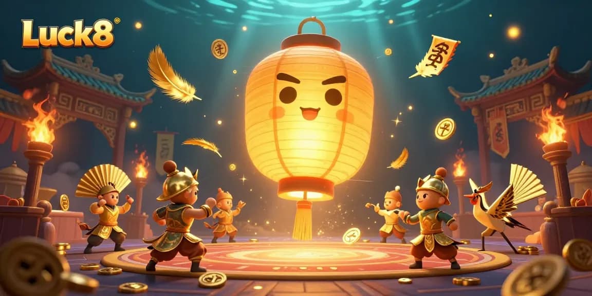 Experience the vibrant Luck8 world of online gambling with dynamic casino elements and golden themes.