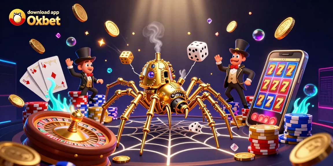 Spin to win while you download app Oxbet with dynamic casino action and colorful elements.