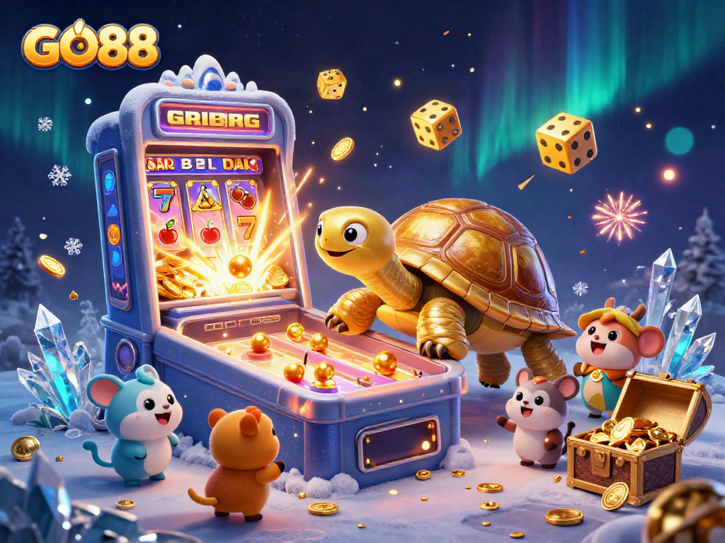 Experience GO88's vibrant casino action with a massive jackpot explosion in this colorful gaming illustration.