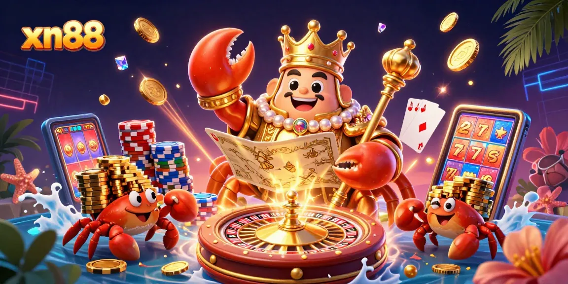 Experience the thrilling world of xn88 with the golden crab emperor amidst exhilarating casino action.