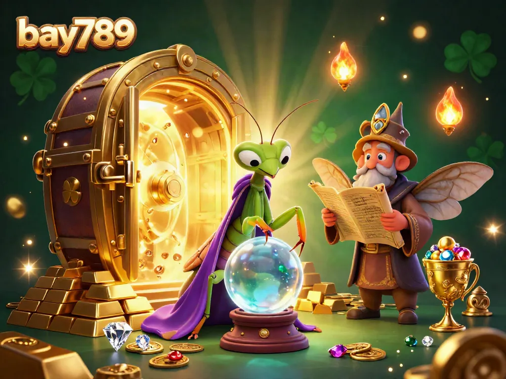 Experience the magic of bay789 with mystical fortune-telling and dazzling treasures in an enchanting casino scene.