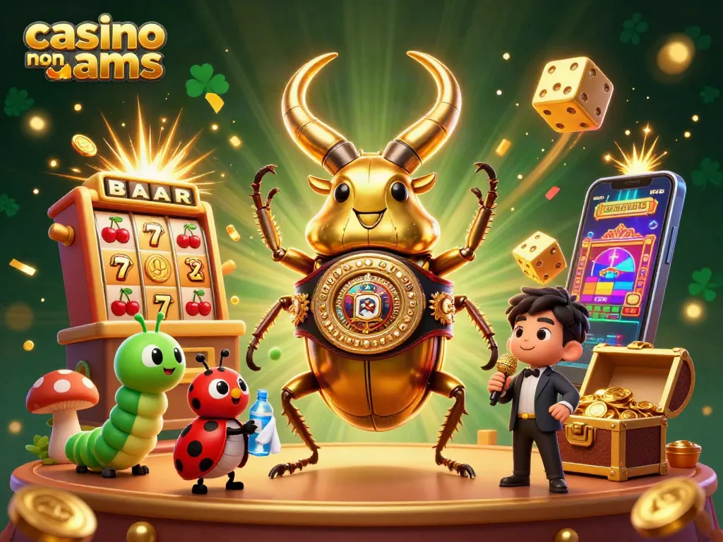 Gioca nei casino non AAMS: un colossale scarabeo dorato in un'illustrazione 3D incredibile.