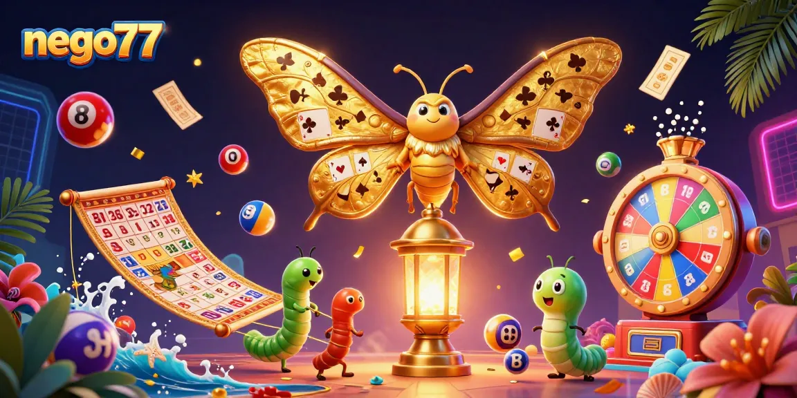 Engage with the excitement of nego77 as a vibrant 3D illustration showcases a lively casino scene.