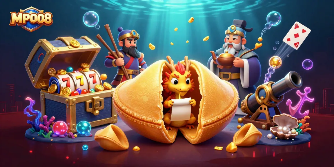 MPO08 showcases a vibrant 3D casino scene with golden treasures, characters defending a lucky fortune, and dynamic slot elements.