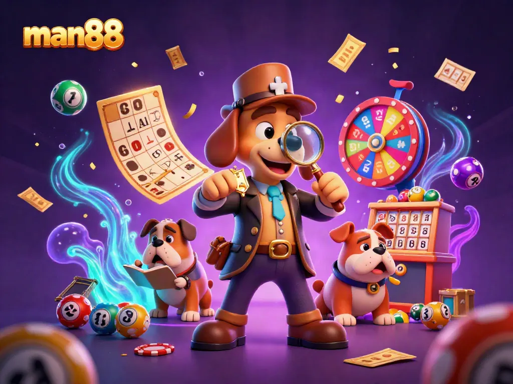 Engage with man88's thrilling casino action and winning moments through a vibrant 3D illustration.