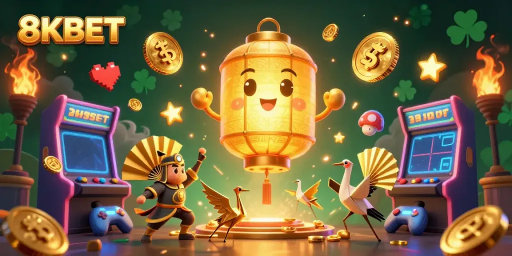 Experience excitement at 8KBET's vibrant online casino with dynamic characters and stunning visuals.