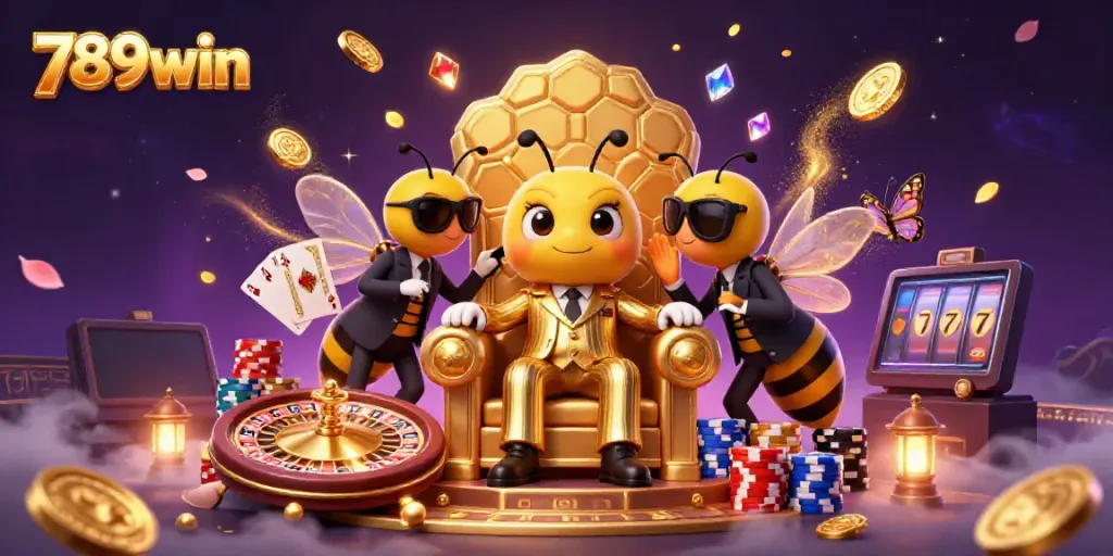 Experience the thrilling world of 789win with a bumblebee mob boss in a vibrant casino scene.