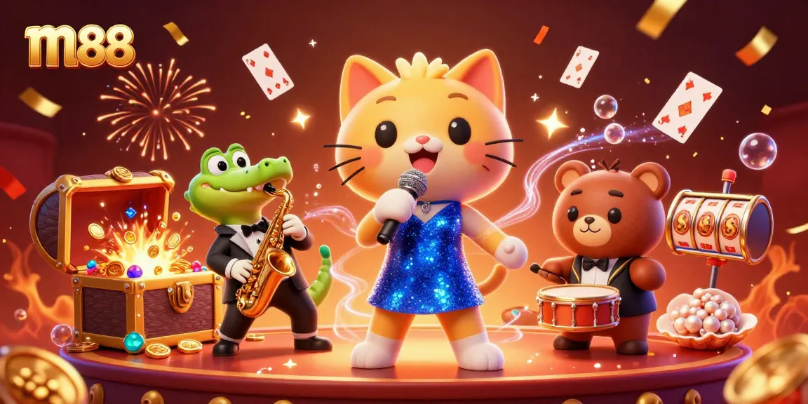 Experience thrilling gaming moments at m88 with vibrant characters in a lively casino scene.