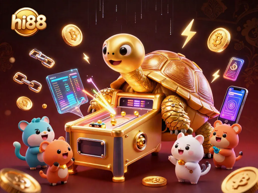 Experience thrilling gameplay at hi88 with golden tortoise pinball action and crypto elements.