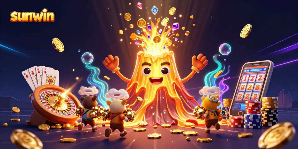 Spin slots and win with sunwin's casino treasures amidst vibrant 3D visuals.