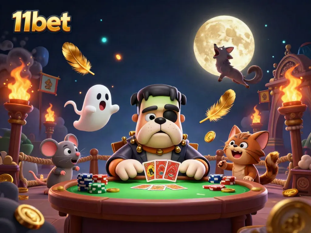Engage with thrilling games at 11bet, featuring a lively 3D casino scene.