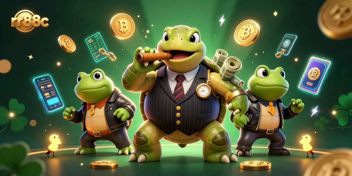 Experience thrilling action at rr88c with a 3D turtle mobster and vibrant casino elements, bringing excitement to betting.
