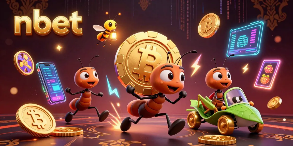 nbet portrays cartoon ants executing a casino heist with poker chips, illustrating thrilling gaming dynamics.