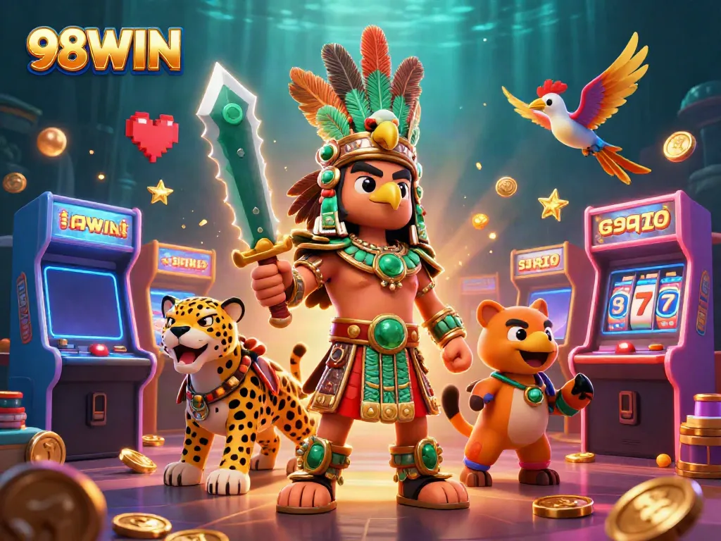 Experience thrilling gaming action with 98WIN's vibrant casino features and dynamic characters.