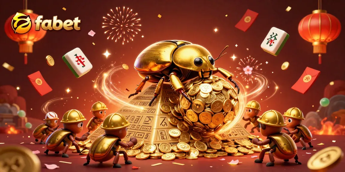 Experience the excitement of fabet's online casino with a vibrant golden beetle adventure.