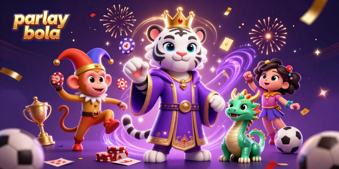 Engage with thrilling parlay bola action featuring dynamic cartoon characters and vibrant casino elements.