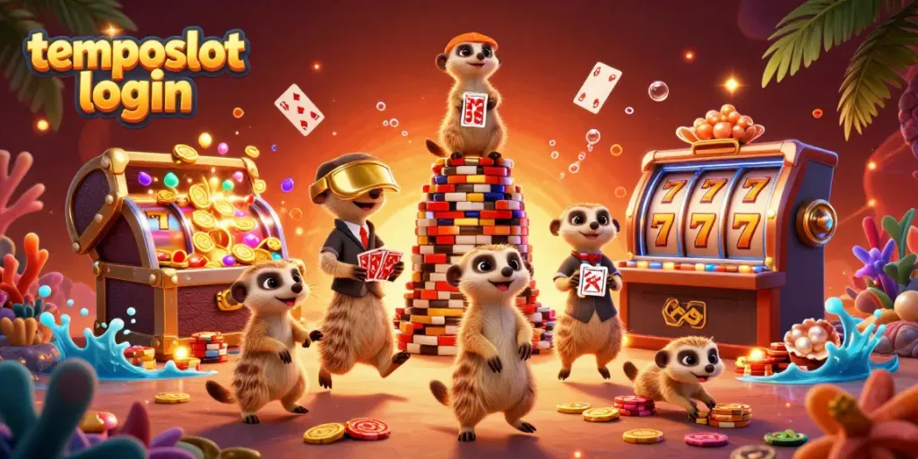 Menyelami keseruan permainan di TEMPOSLOT login dengan koloni meerkat penuh semangat.