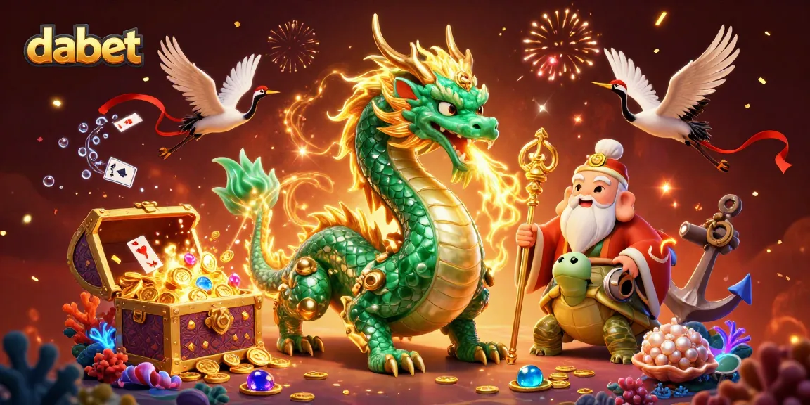Experience the thrilling world of dabet with a vibrant, dynamic casino scene filled with lucky symbols and treasure.