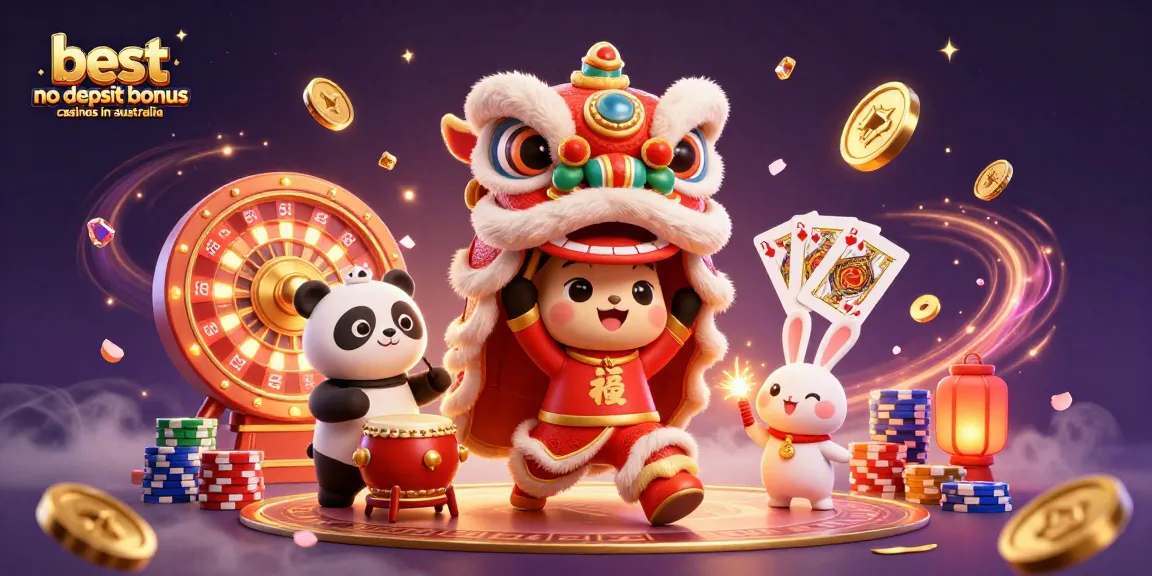 Explore the best no deposit bonus casinos in Australia with vibrant casino-themed characters and elements.