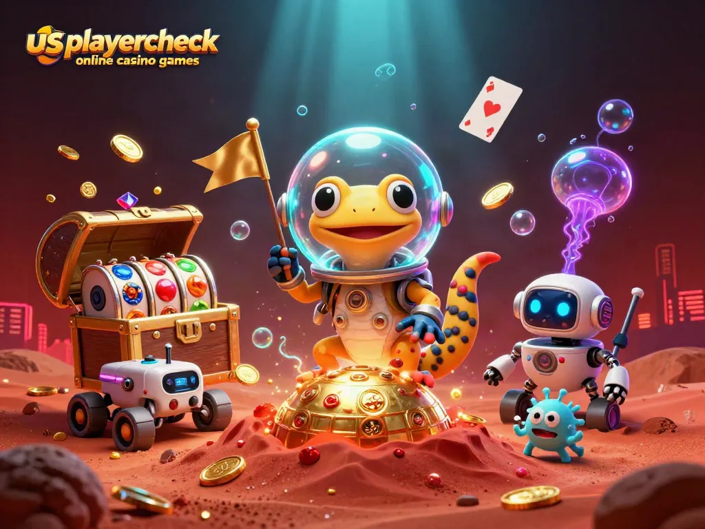 Engage with usplayercheck online casino games featuring a Martian gecko at a golden casino.