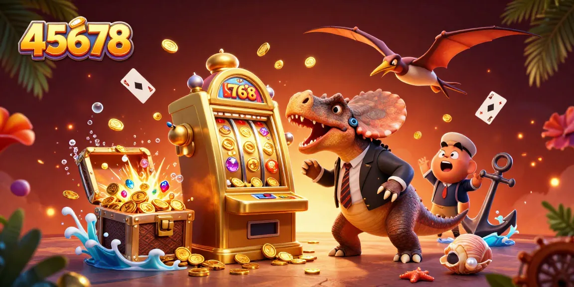 Catch big wins at 45678 as a pachycephalosaurus heads a jackpot slot with coins flying around