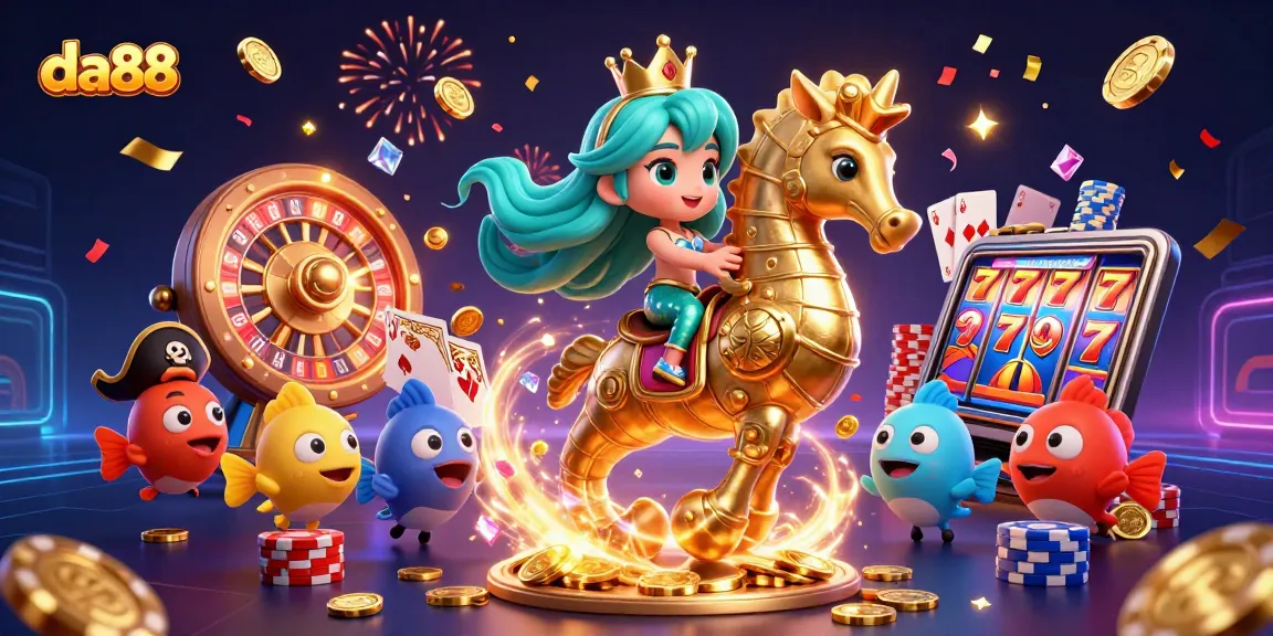 Experience da88's vibrant casino adventures with mermaids and treasure-filled scenes.