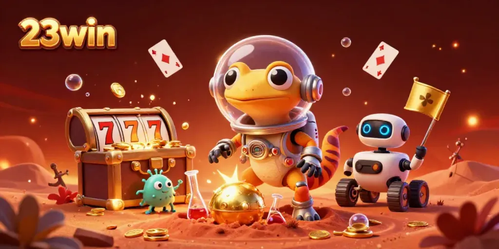 Engage in thrilling casino adventures with 23win, featuring vibrant Martian-themed elements.