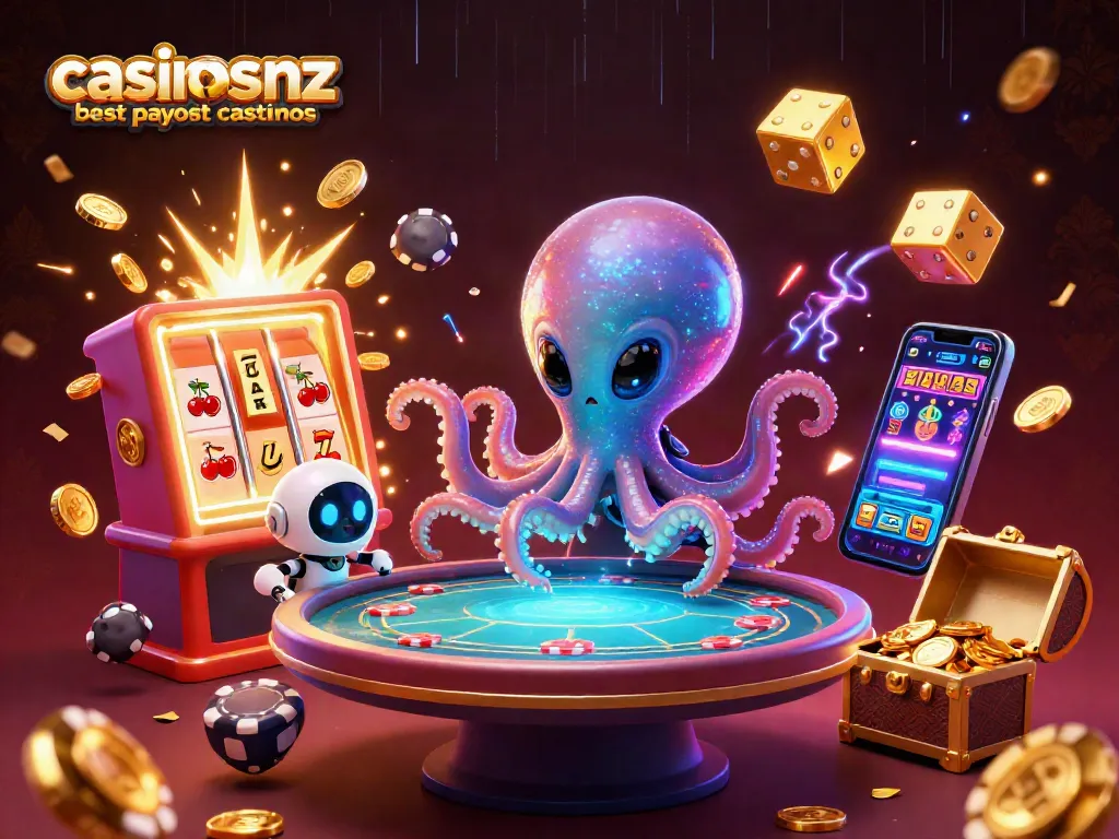 Win big with casinosnz best payout casinos featuring fun characters and vibrant casino elements.