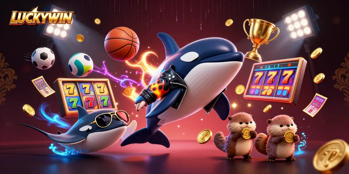 LUCKYWIN showcases a vibrant scene with characters and dynamic game elements in a thrilling casino environment.