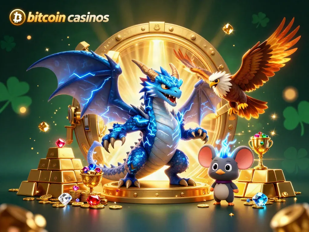 Engage with the thrilling world of bitcoin casinos through a vibrant 3D illustration.