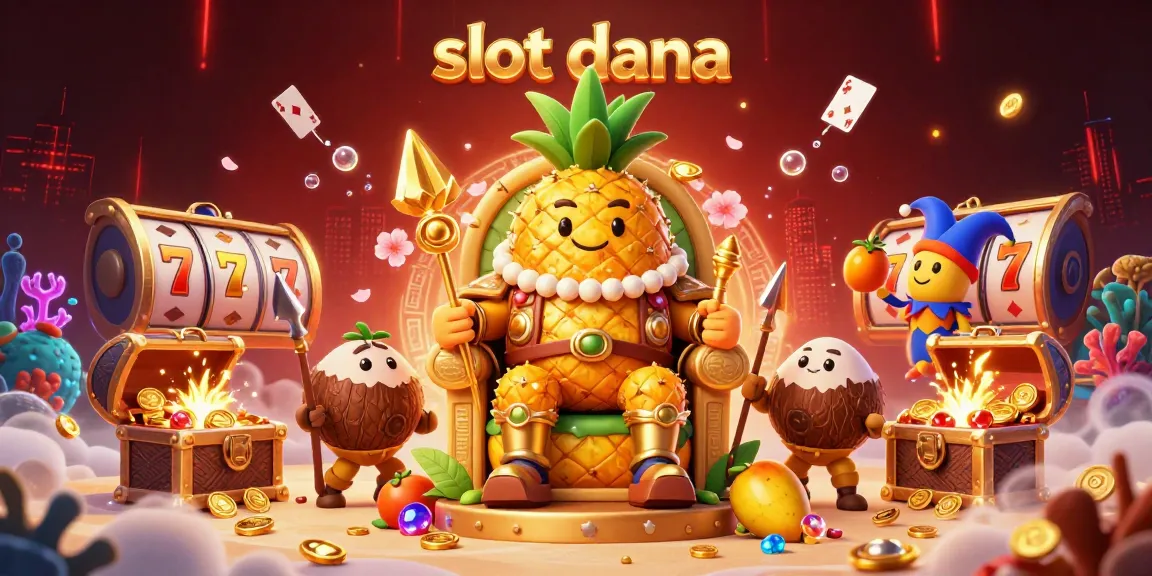 Spin the reels at slot dana with a vibrant scene featuring the golden pineapple king and rich casino elements.