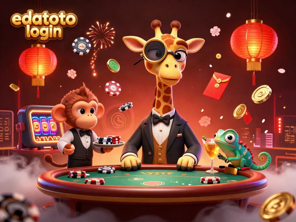 Experience the excitement of edatoto login with a high-roller giraffe at a luxurious casino table.