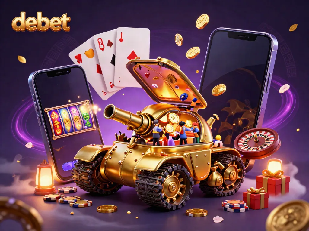 Experience thrilling gameplay at debet with a massive golden beetle tank unveiling a miniature casino.