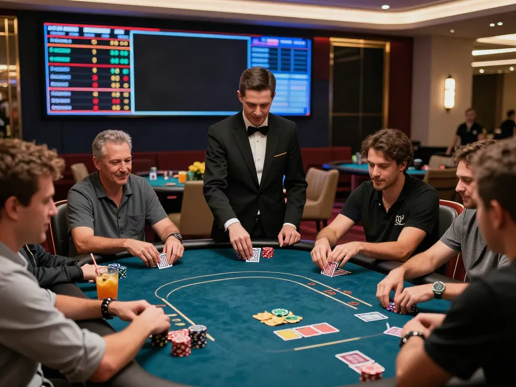 Exciting gameplay at net88 casino featuring players at poker table.