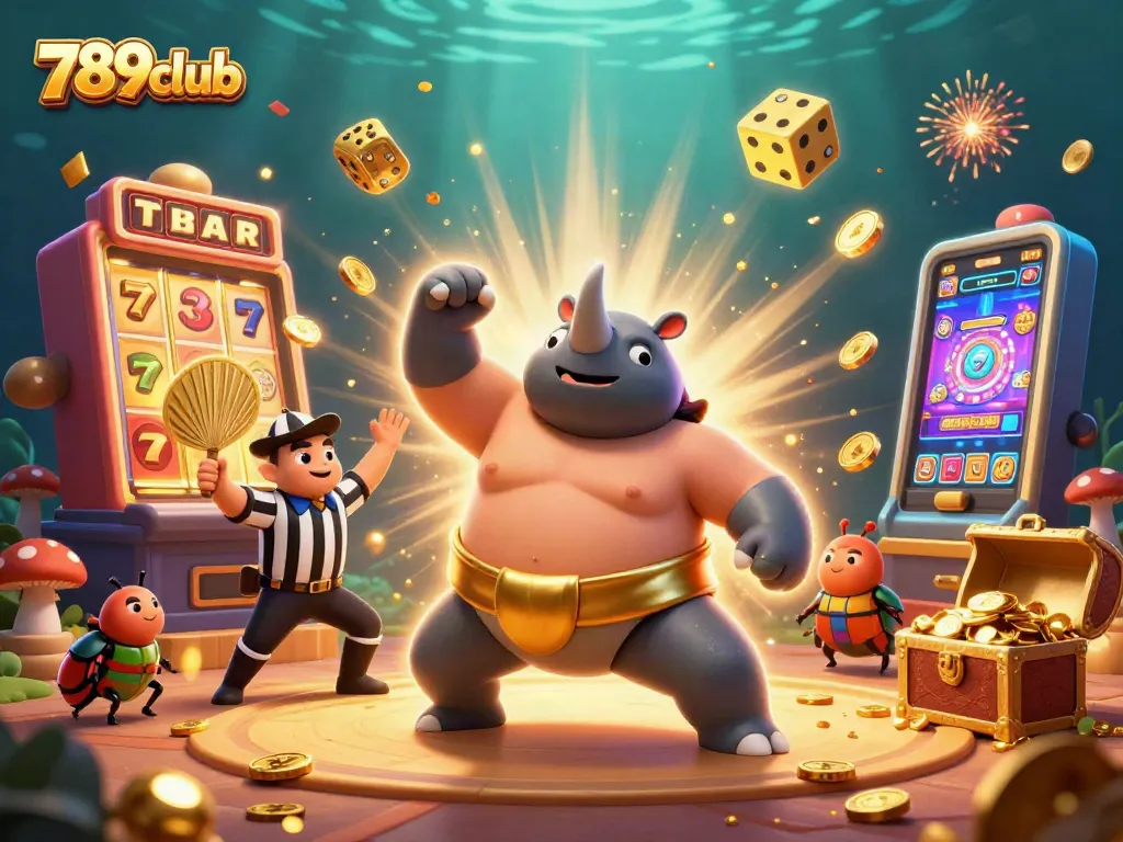 Experience jackpots with 789club's thrilling 3D casino adventure scene bursting with excitement.