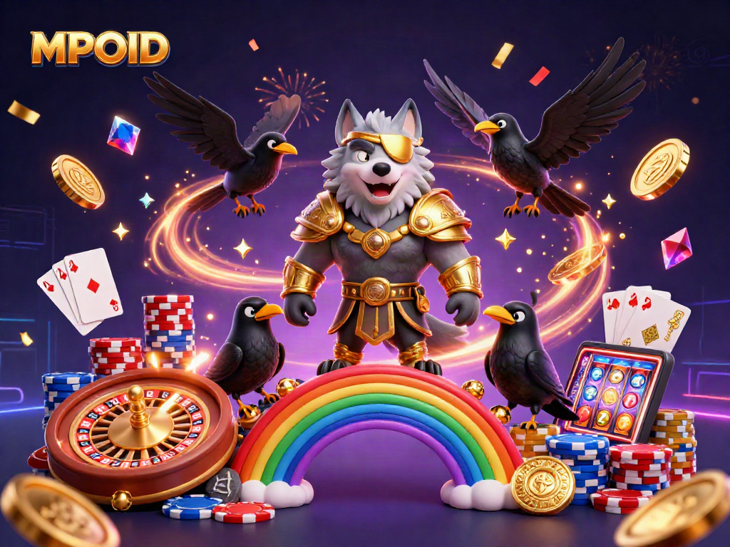 Engage with MPOID's thrilling casino experience featuring vibrant game elements and dynamic characters.