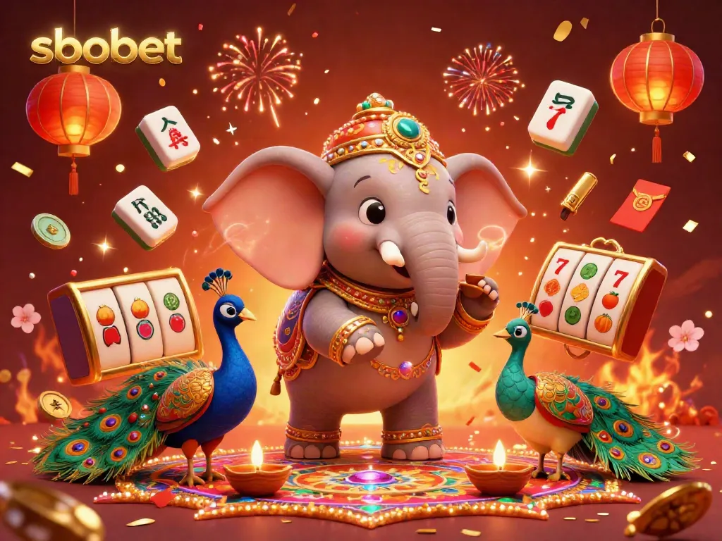 Experience sbobet action with a vibrant 3D casino scene featuring colorful characters and rich game elements.