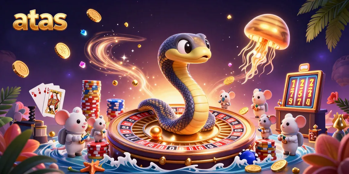 Experience gaming action at ATAS Casino with roulette, cards, and golden rewards.