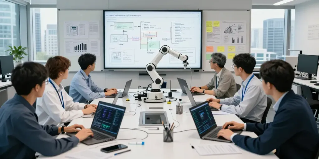 Collaboration in a cutting-edge AI lab focusing on Enterprise AI development.
