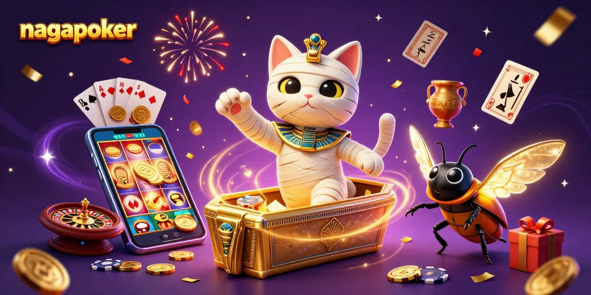Engage with nagapoker's thrilling experience featuring a 3D Egyptian mummy cat, slot games, and more!