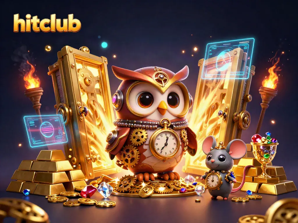 Experience the excitement of hitclub with a vibrant 3D illustration featuring dynamic casino elements and characters.