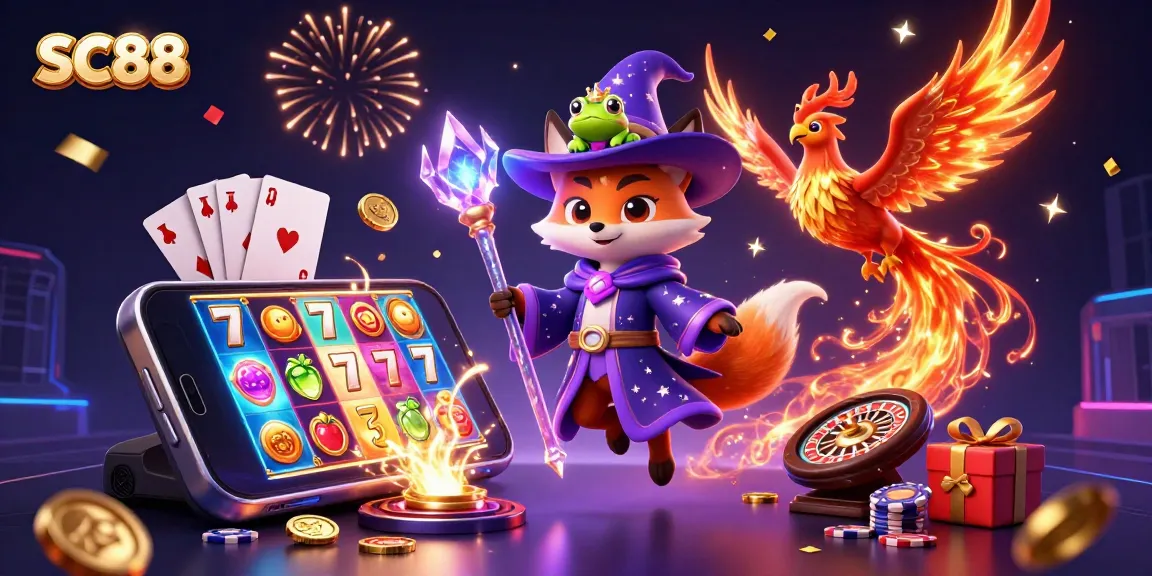 Watch as SC88 players spin the reels on vibrant slot games with magical creatures.