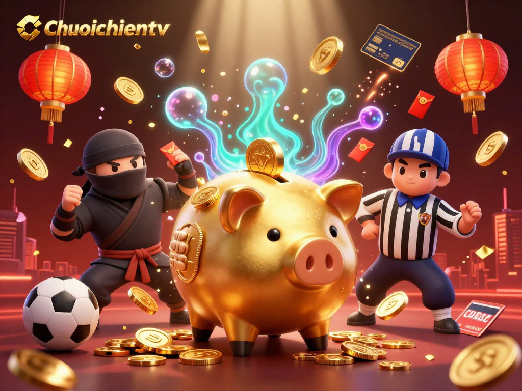 Experience live sports betting excitement with Chuoichientv at this vibrant 3D illustration.