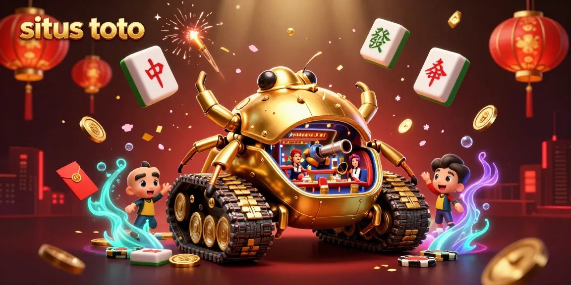 Experience the vibrant energy of situs toto with a dynamic casino scene featuring golden elements and lively characters.