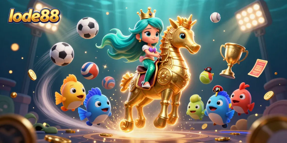 Experience the thrill of lode88 casino with vibrant mermaid and seahorse in a dynamic underwater adventure.