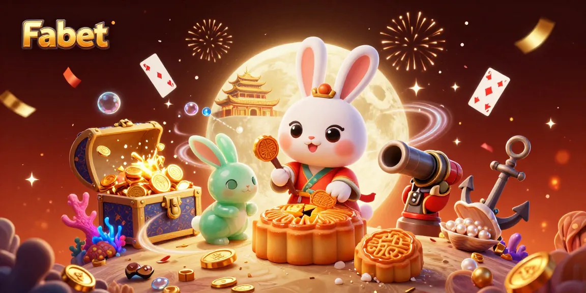Experience thrilling gambling with Fabet's vibrant moon scene filled with poker chips and gold coins.