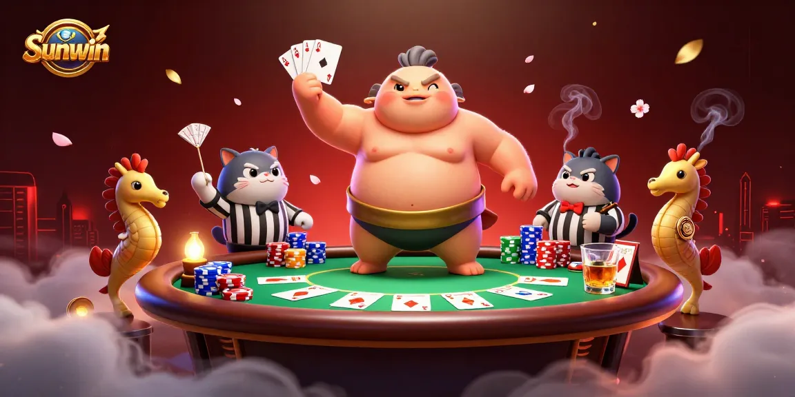 Sunwin brings excitement to the table as fugu faces off in a colorful poker showdown in an underwater setting.
