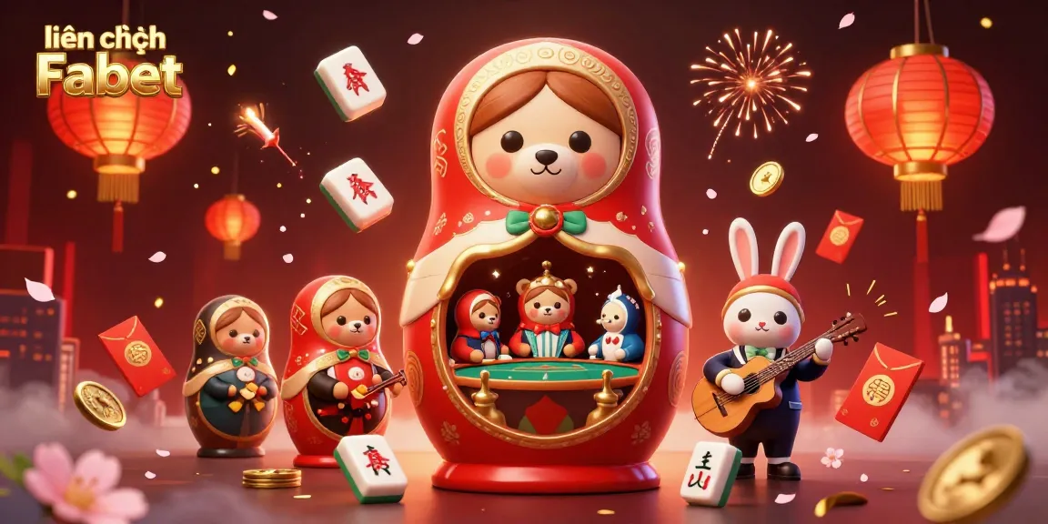 Engage with the vibrant "liên hệ Fabet" casino scene featuring 3D characters and glowing elements.